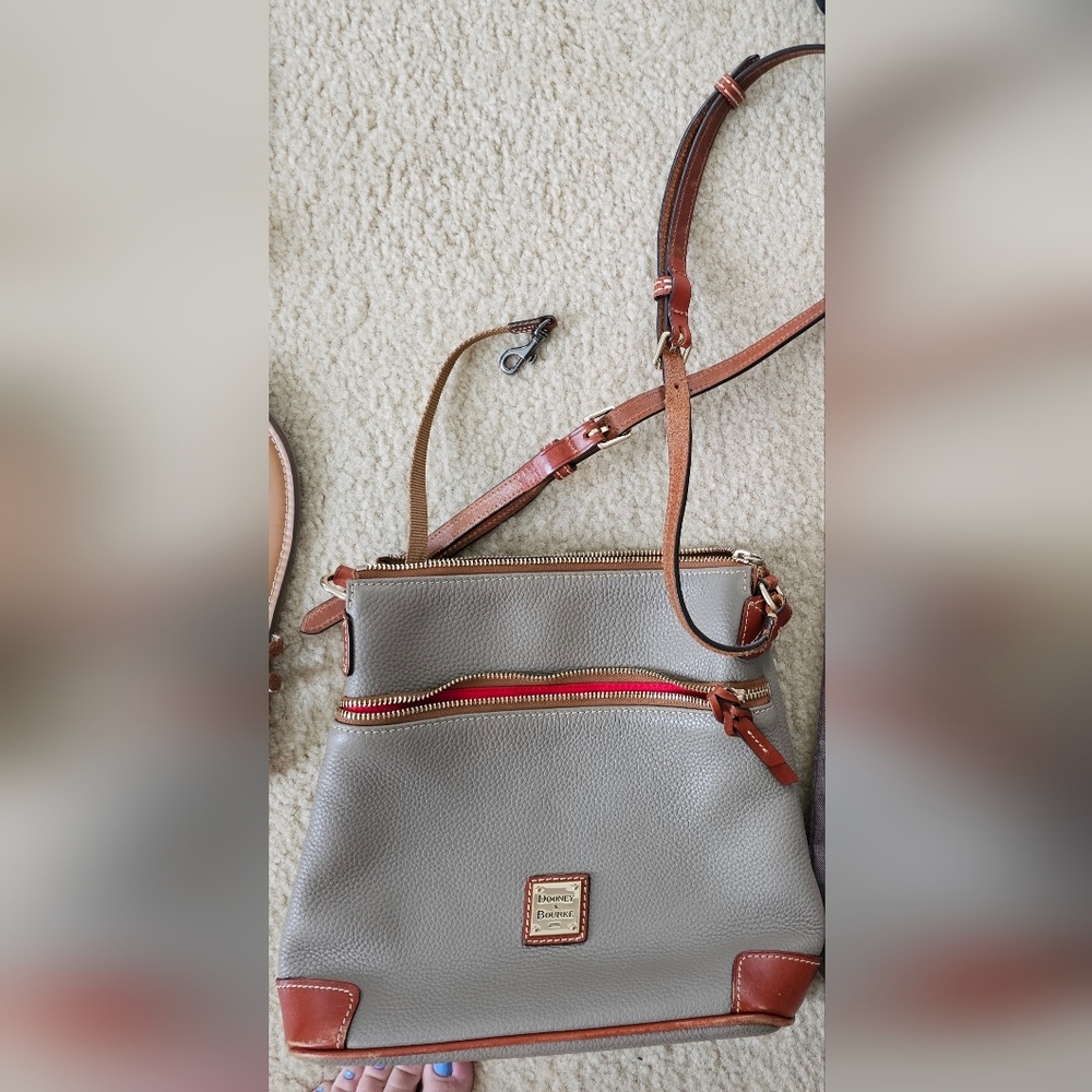 Dooney & Bourke Gray and Brown Crossbody Bag with Adjustable Strap